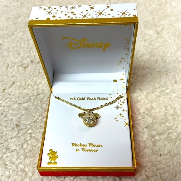 Disney "Mickey Mouse" 14K Gold Flash Plated Pendant Necklace - Picture 5 of 8